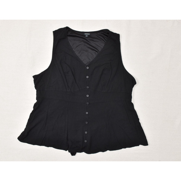 Torrid Plus Size 4 Black Sleeveless Button-Down Peplum Top Blouse Rayon - Picture 1 of 8